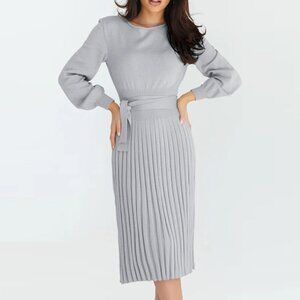 Knitted dress slim fit pleated mid-length bottoming sweater skirt